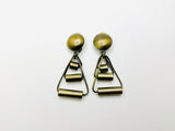 Vintage Antiqued Bronze Clip On Dangle Earrings