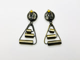 Vintage Antiqued Bronze Clip On Dangle Earrings