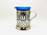 Vintage Avon Royal Sapphire Cobalt Glass and Silver Plate Creamer