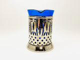 Vintage Avon Royal Sapphire Cobalt Glass and Silver Plate Creamer