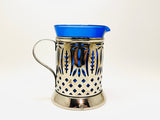 Vintage Avon Royal Sapphire Cobalt Glass and Silver Plate Creamer