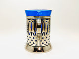 Vintage Avon Royal Sapphire Cobalt Glass and Silver Plate Creamer