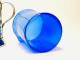 Vintage Avon Royal Sapphire Cobalt Glass and Silver Plate Creamer