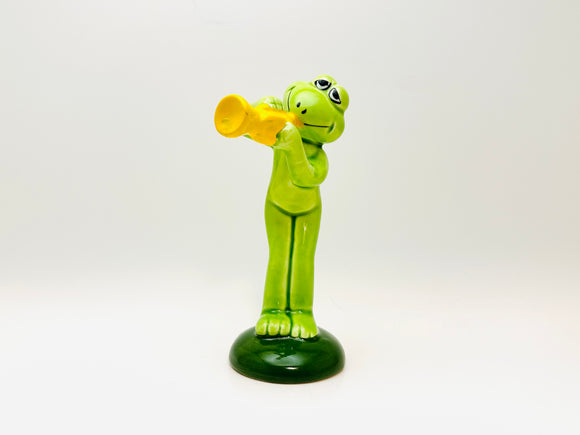 Vintage Porcelain Anthropomorphic Frog Playing a Trumpet