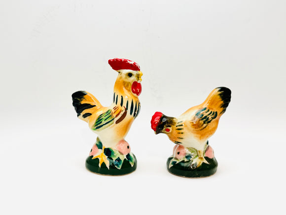 Vintage Ceramic Chicken Rooster Salt and Pepper Shakers