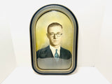 1920’s Victorian Convex Glass Wood Framed Photo of a Gentleman