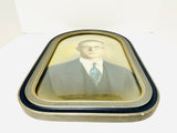 1920’s Victorian Convex Glass Wood Framed Photo of a Gentleman