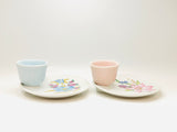 Vintage Cameron Japan Ceramic Eggs Cups with Attached Underplate