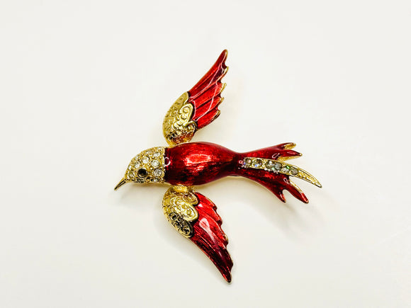Vintage Windsor Collection Enamel Red Bird Brooch