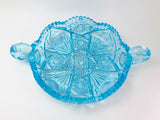 Vintage Viking Yesteryear Turquoise 2 Handled Large Nappy Dish