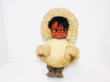 Vintage Vinyl Eskimo Doll with Real Fur Coat