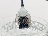 Vintage Glass Sugar Dish with Chrome Handle and Spoon