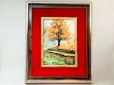 Vintage Plastic Velvet Framed Autumn Textured Print