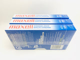 3 Maxell T-120 6 Hour EP Blank VHS New Sealed