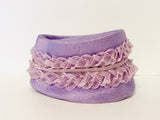 1950’s Purple Pillbox Hat with Ribbon and Pink Rose