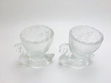 2 Vintage Glass Swan Egg Cups