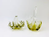 Vintage Art Glass Swan and Basket
