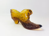 Vintage Fenton Daisy and Button Amber Glass Shoe