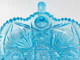 Vintage Viking Yesteryear Turquoise 2 Handled Large Nappy Dish