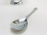 Vintage Glass Sugar Dish with Chrome Handle and Spoon