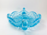 Vintage Viking Yesteryear Turquoise 2 Handled Large Nappy Dish
