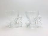 2 Vintage Glass Swan Egg Cups