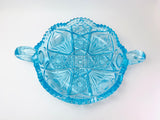 Vintage Viking Yesteryear Turquoise 2 Handled Large Nappy Dish
