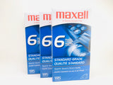 3 Maxell T-120 6 Hour EP Blank VHS New Sealed