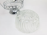Vintage Glass Sugar Dish with Chrome Handle and Spoon