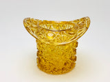 Vintage Amber Glass Daisy & Button Top Hat