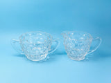 1929-1933 Jeanette Cubist Clear Glass Cream and Sugar Set