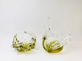 Vintage Art Glass Swan and Basket