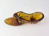 Vintage Fenton Daisy and Button Amber Glass Shoe