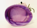 1950’s Purple Pillbox Hat with Ribbon and Pink Rose