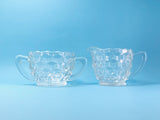 1929-1933 Jeanette Cubist Clear Glass Cream and Sugar Set