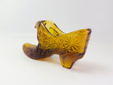 Vintage Fenton Daisy and Button Amber Glass Shoe