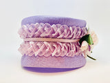 1950’s Purple Pillbox Hat with Ribbon and Pink Rose