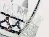 Vintage Glass Sugar Dish with Chrome Handle and Spoon