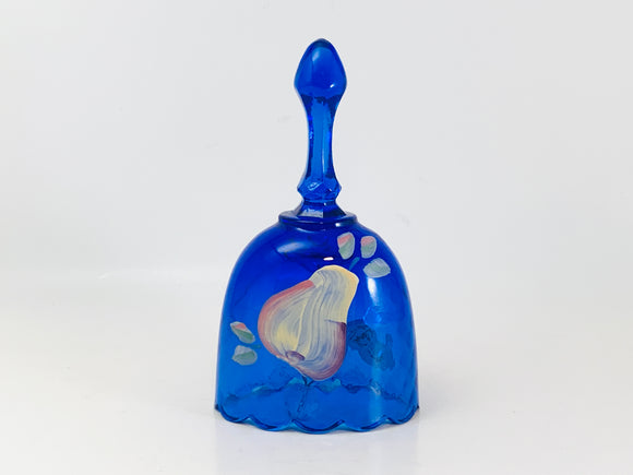 Vintage Fenton Hand Painted Signed Cobalt Glass Bell