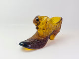 Vintage Fenton Daisy and Button Amber Glass Shoe
