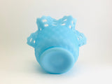 1970’s Fenton Blue Satin Glass Basket Weave Bowl