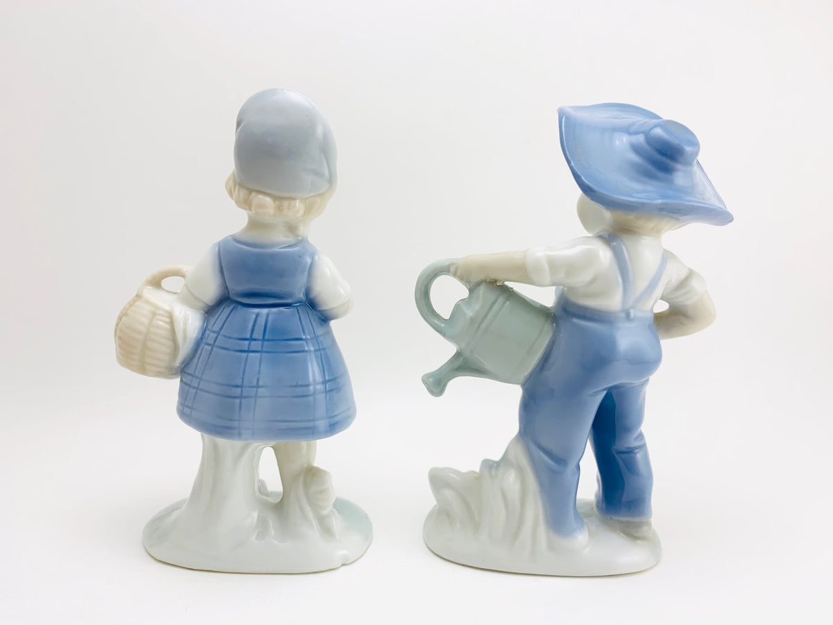 Vintage Lego Japan Children Gardening Ceramic Figurines