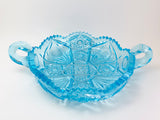 Vintage Viking Yesteryear Turquoise 2 Handled Large Nappy Dish