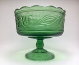 Green Glass Compote Dish by E O Brody Co Cleveland M6000