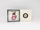 Napier Snowman Enamel Christmas Brooch