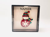 Napier Snowman Enamel Christmas Brooch