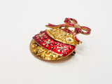 Vintage Enamel Christmas Bauble Brooch Pendant