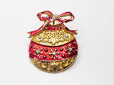 Vintage Enamel Christmas Bauble Brooch Pendant