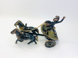 Vintage Antiqued Brass Roman Warrior Chariot with Horses