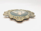 1960’s Italian Ornate Small Oval Brass Framed Silk Print of Anna Murray by Thomas Lawrence